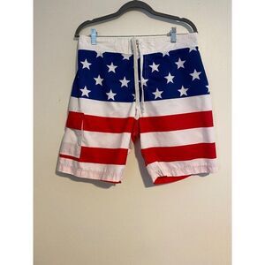 Walnut & 39 American Flag Mens Medium Swim Trunks Stars & Stripes Design USA